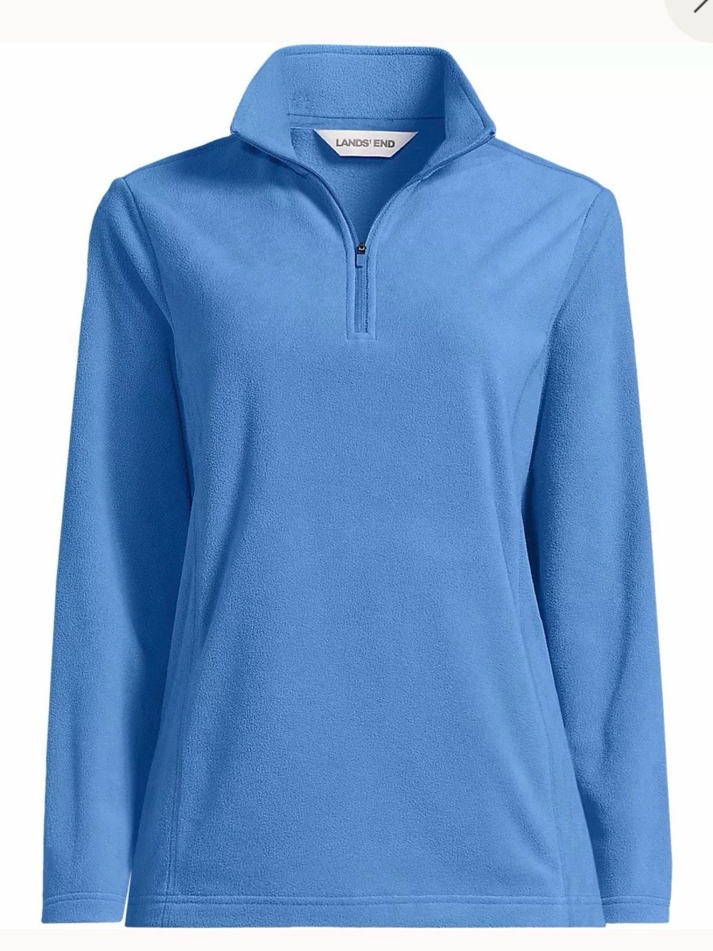 NWT Lands' End Women’s L 14 Cobalt Blue Half-Zip Fleece Pullover Jacket Top NEW